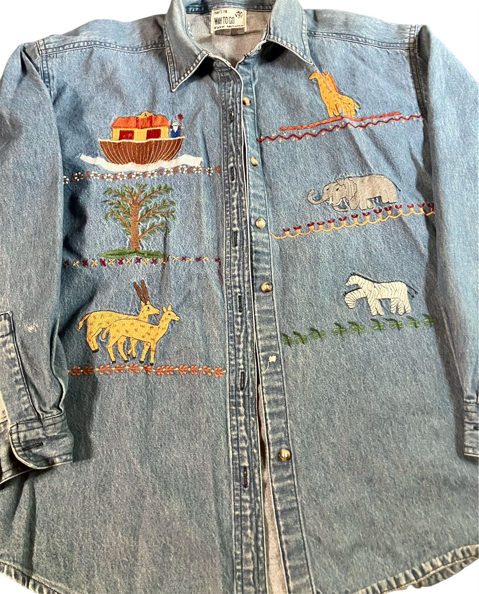 Vintage 90’s Noah’s Ark Button Down Denim Shirt