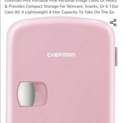 Chefman Mini Portable Pink Personal Fridge