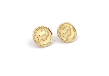 18K solid gold round coin stud earrings 1.5 grams 