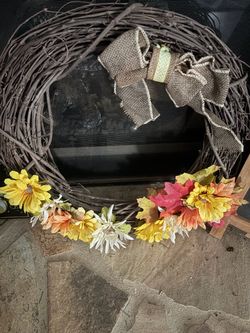 Fall Grapevine Wreath with Burlap Bow
