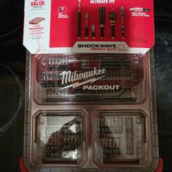 Milwaukee 100 Piece Shockwave Impact Screwdriver Bit Set With Packout Brand New Factory Sealed Hablo Español 