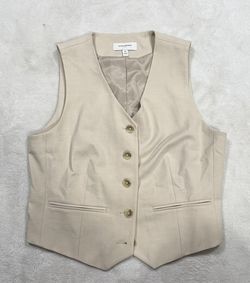 Banana Republic Womens Size 10 Beige Tailored Suit Waistcoat Button Front Lined