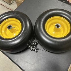 Flat free lawn mower Tire and Wheel (2pack), Lawn Mower Replacement Wheel