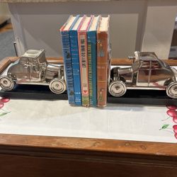 Vintage Cars Book Ends/Marble Base