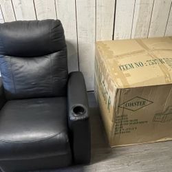 2= Recliner Leather Chair Black 