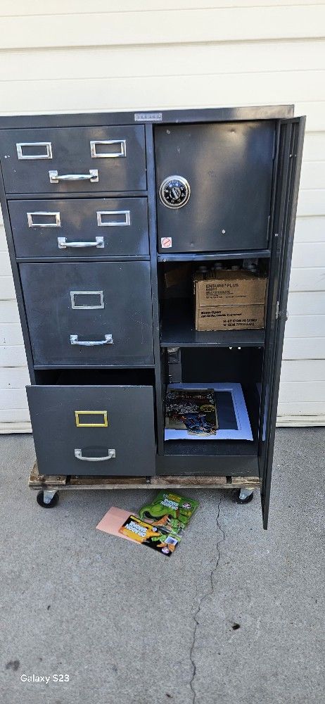Personal Vintage File Cabinet With Combo Safe