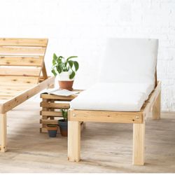 2 Outdoor Wooden Chaise Lounge (Oak White)