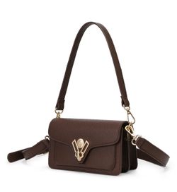 Valentino Brown Pebbled Leather Crossbody Bag