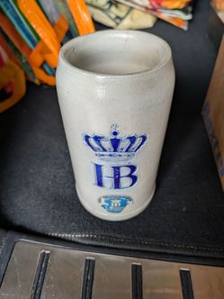 HB BEER MUG STEIN 1 LITER WM Made in Germany Stamp Hofbrauhaus