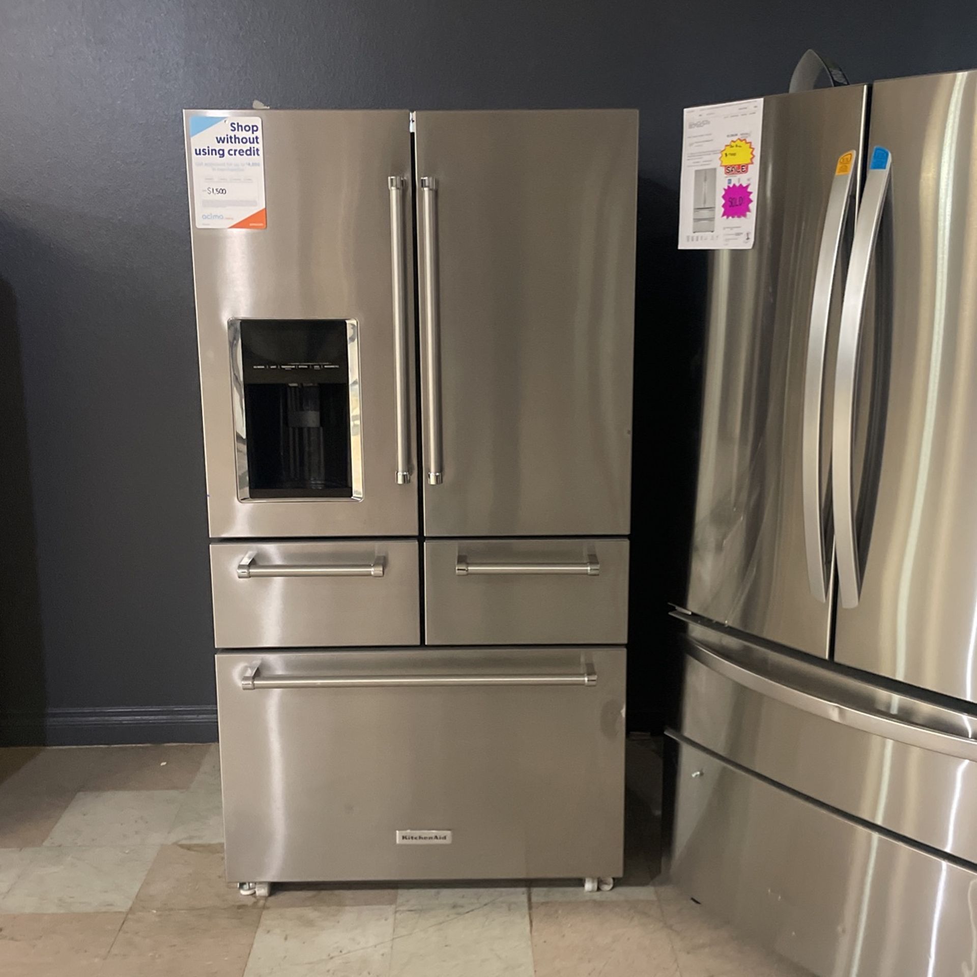 Brand New Scratch And Dent KitchenAid Stainless Steel Five Door Refrigerator‼️