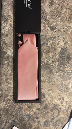 Dusty rose or light pinkish tie, cuff link and pocket square set