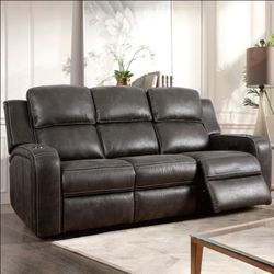 Matteus Fabric Power Reclining Sofa with Drop Down Table - LOWBALLERS IGNORED--