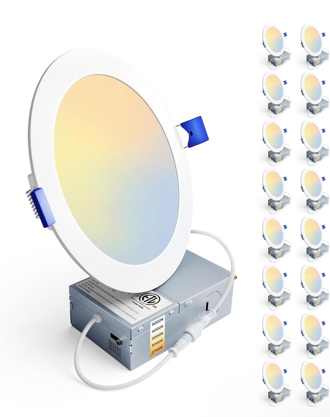 16 Pack 6 Inch LED Recessed Ceiling Light, Dimmable, 2700K-5000K 5CCT, 1050LM...