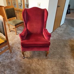 Red Velvet  Chair, No Smoking Or Pets