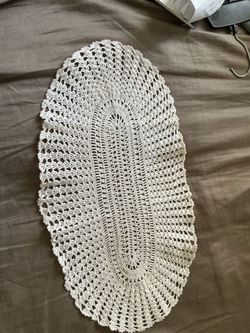 19”x10.5” Handmade Crochet Oval Doily