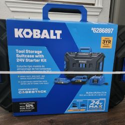 Kobalt Tool Storage Case Box Toolbox w 24v Starter Kit 24 voltage Batteries Charger Battery Volt Box