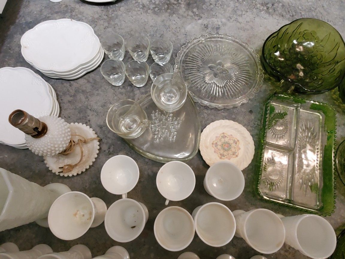 Milk glass cups and more