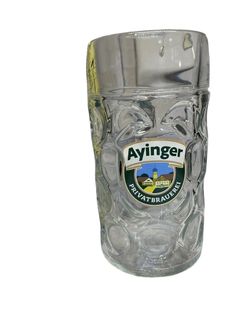Liter heavy thumbprint Ayinger Privatbrauerei beer mug in great condition with no chips or cracks.Oktoberfest Ayinger Privatbrauerei 1L Heavy Thumbpri