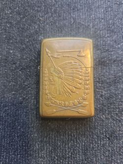 Vintage 1998 Solid Brass Zippo Lighter - Barrett Smythe Indian Chief