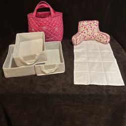 Doll Bed Pillow, Sheet, 3 Drawers For Under The Bed And Bag 