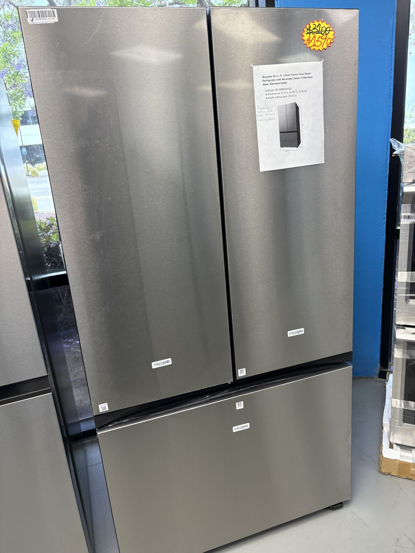 Bespoke 30 cu. ft. 3-Door French Door Smart Refrigerator with Beverage Center 