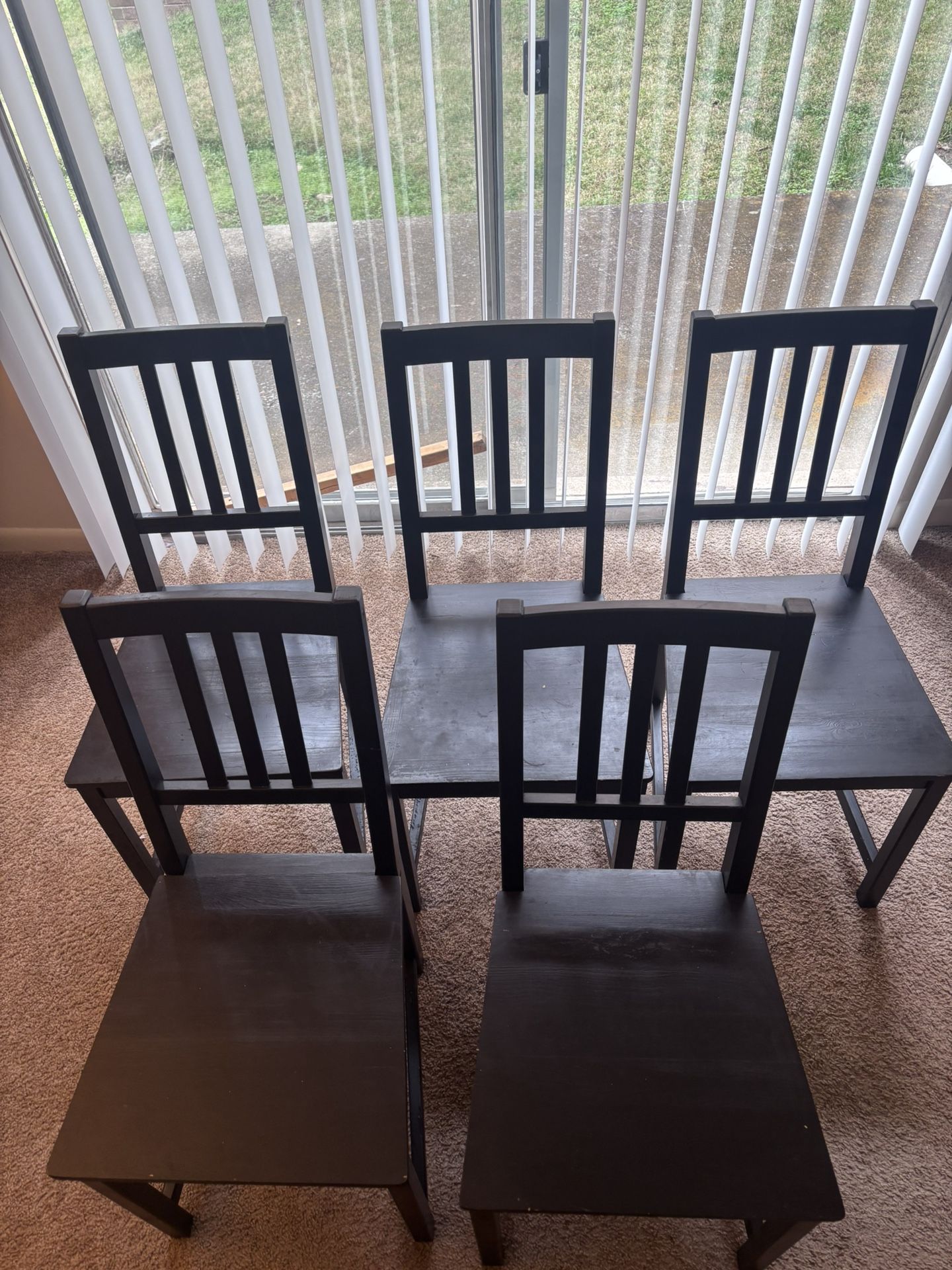 5 Black Wooden Dining/Study Chairs – Sturdy – Good Condition