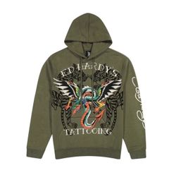 Ed Hardy Tattoo Hoodie Olive Men And Women