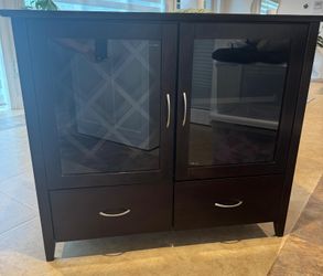Espresso Solid Wood Bar with 2 Drawers