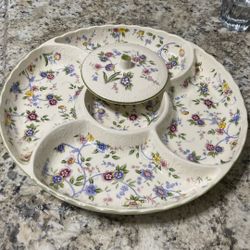9Os ANDREA by SADAK  Relish Dish Corona 12" Round 5 Sect Dish    Rare to find 