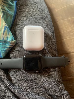 Photo Apple air pods second gen, series 4 Apple Watch 40 mm, and iPhone X s max 512gb for dirt bike or quad