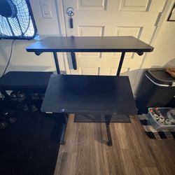 Two-Tier Standing Desk With Adjustable Tilting Work Tray