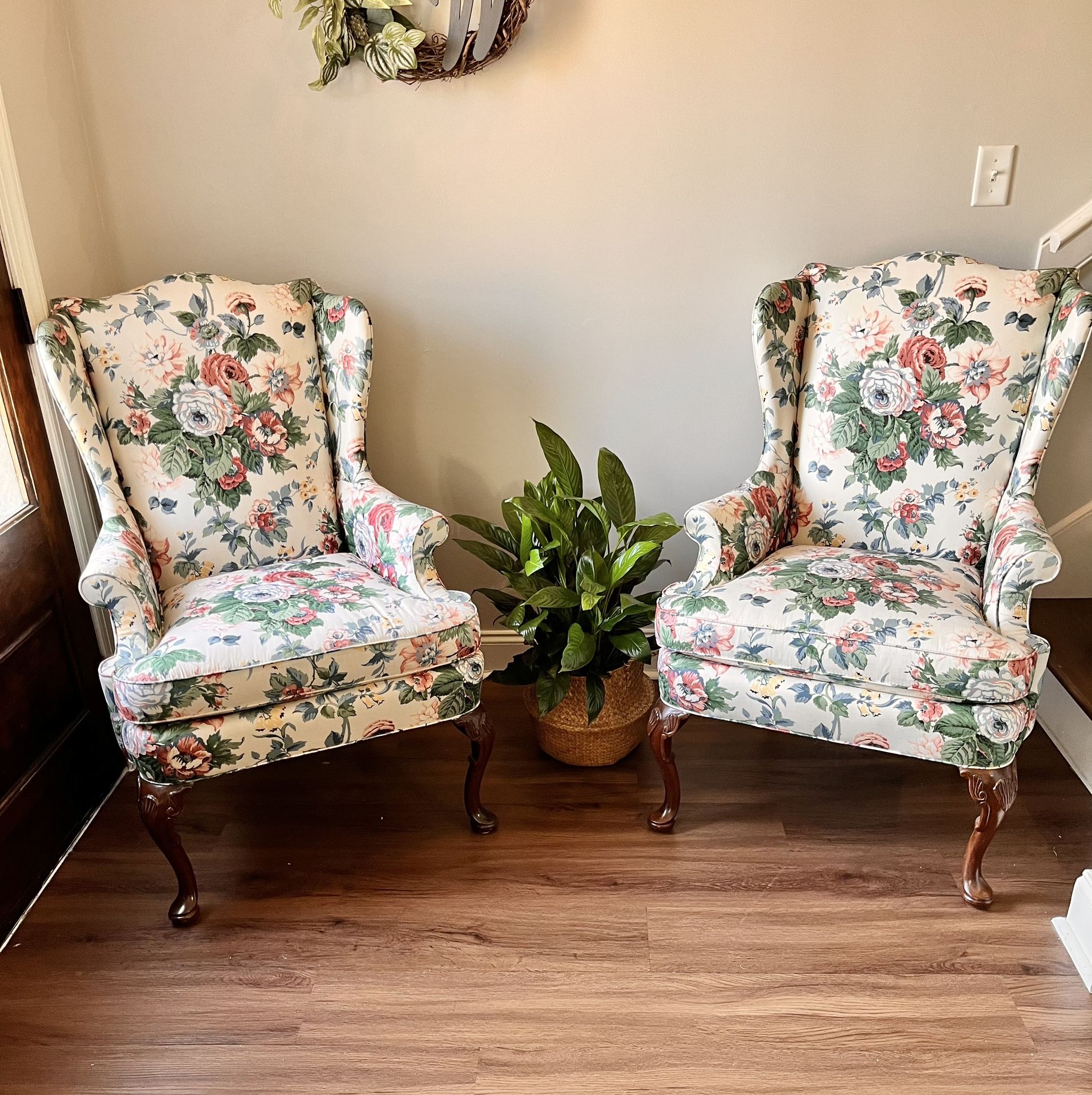 Vintage Sherrill Wing Backed Accent Chairs