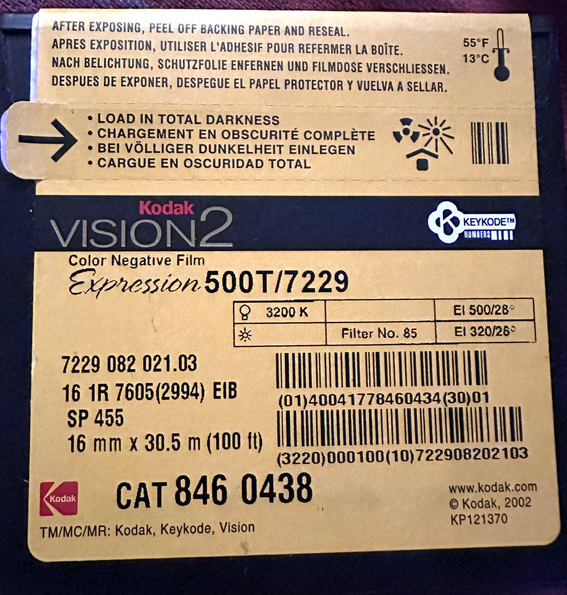 Kodak Vision2 500T /7229  16mm Film (100ft)