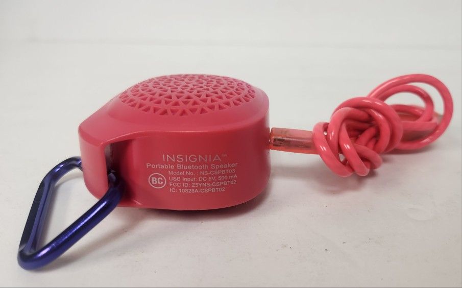 INSIGNIA Portable Bluetooth Speaker Model NS-CSPBT03 with USB Cord, Pink