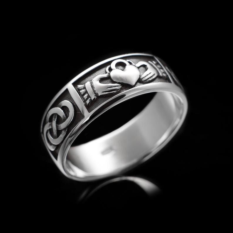 "Trendy Mujer Guard Concentric Knot Carving Heart Rings for Women, PD622
 