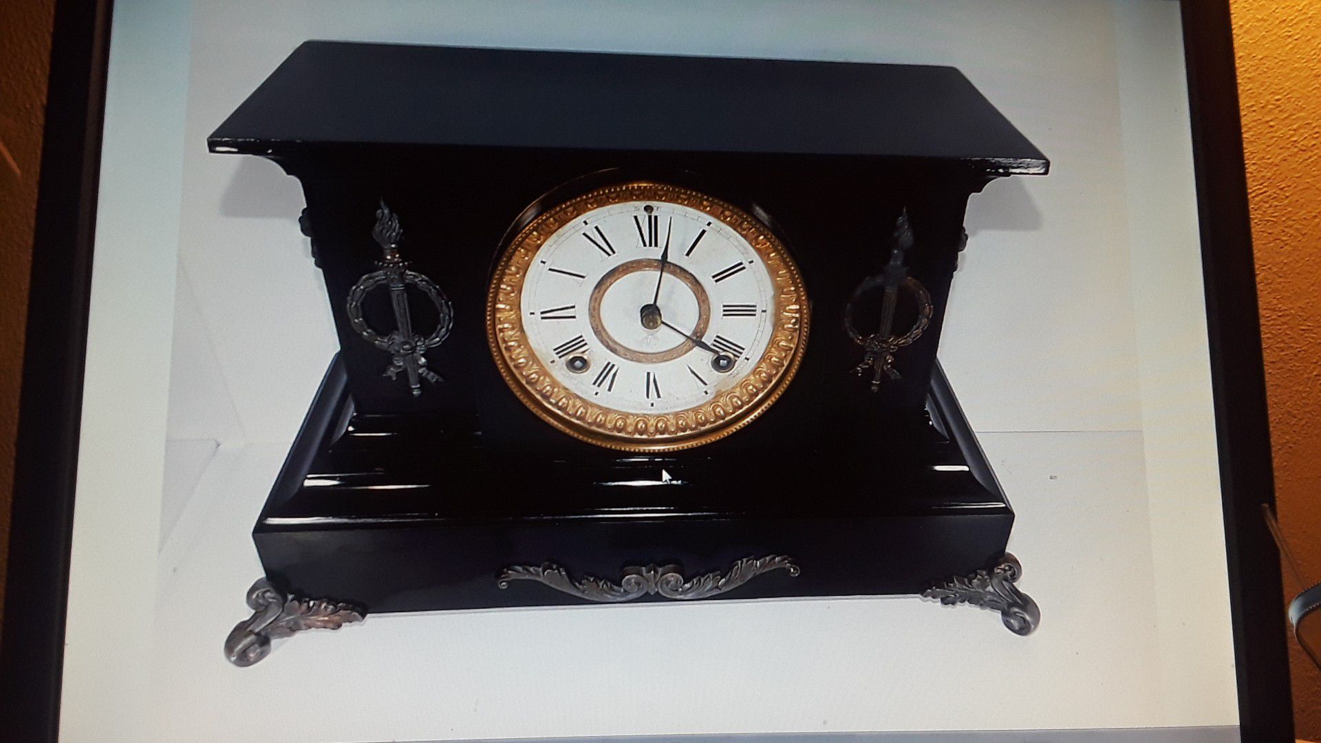 Antique Ansonia Iron Cased Mantle Clock