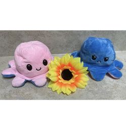 Reversible Octopus Flip Mad Blue/ Happy Pink Flip Toy
