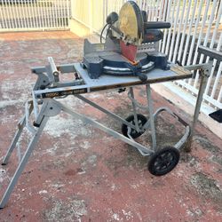 Ryobi TS1552 12” Miter Saw w/ Rigid MS-UV Foldable mobile Stand . 