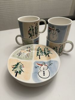 ⛄️ Eddie Bauer HOME Christmas Plates & Mugs🎄 