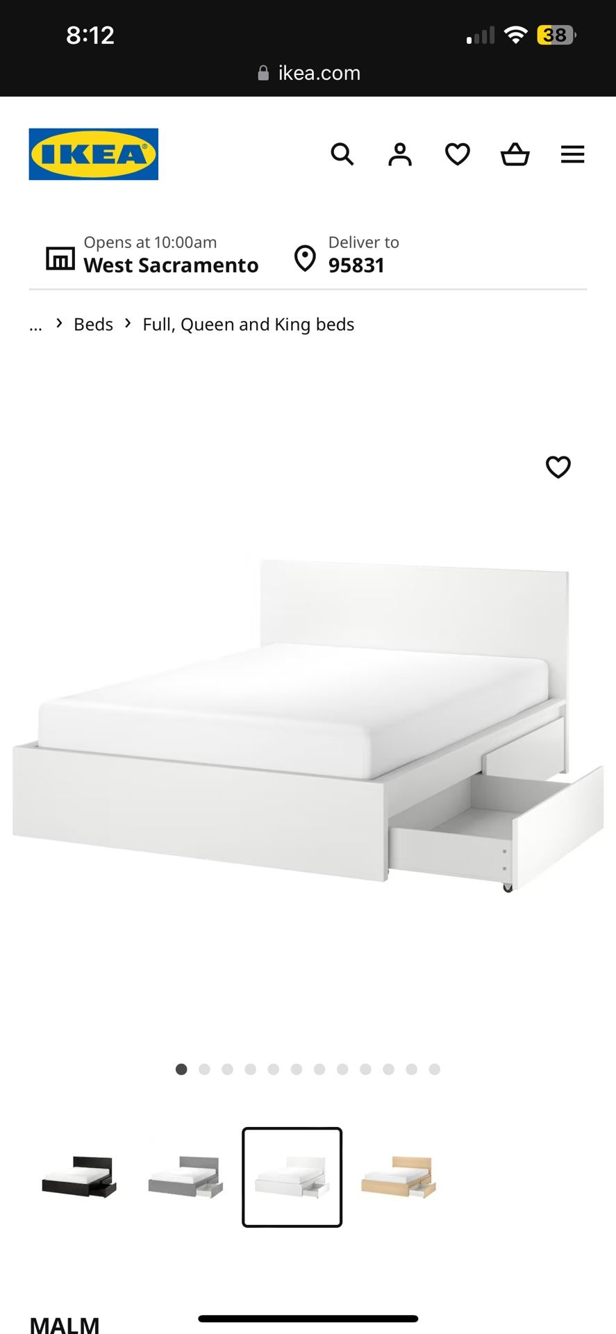 ikea ‘MALM’ Full Bed Frame With Storage