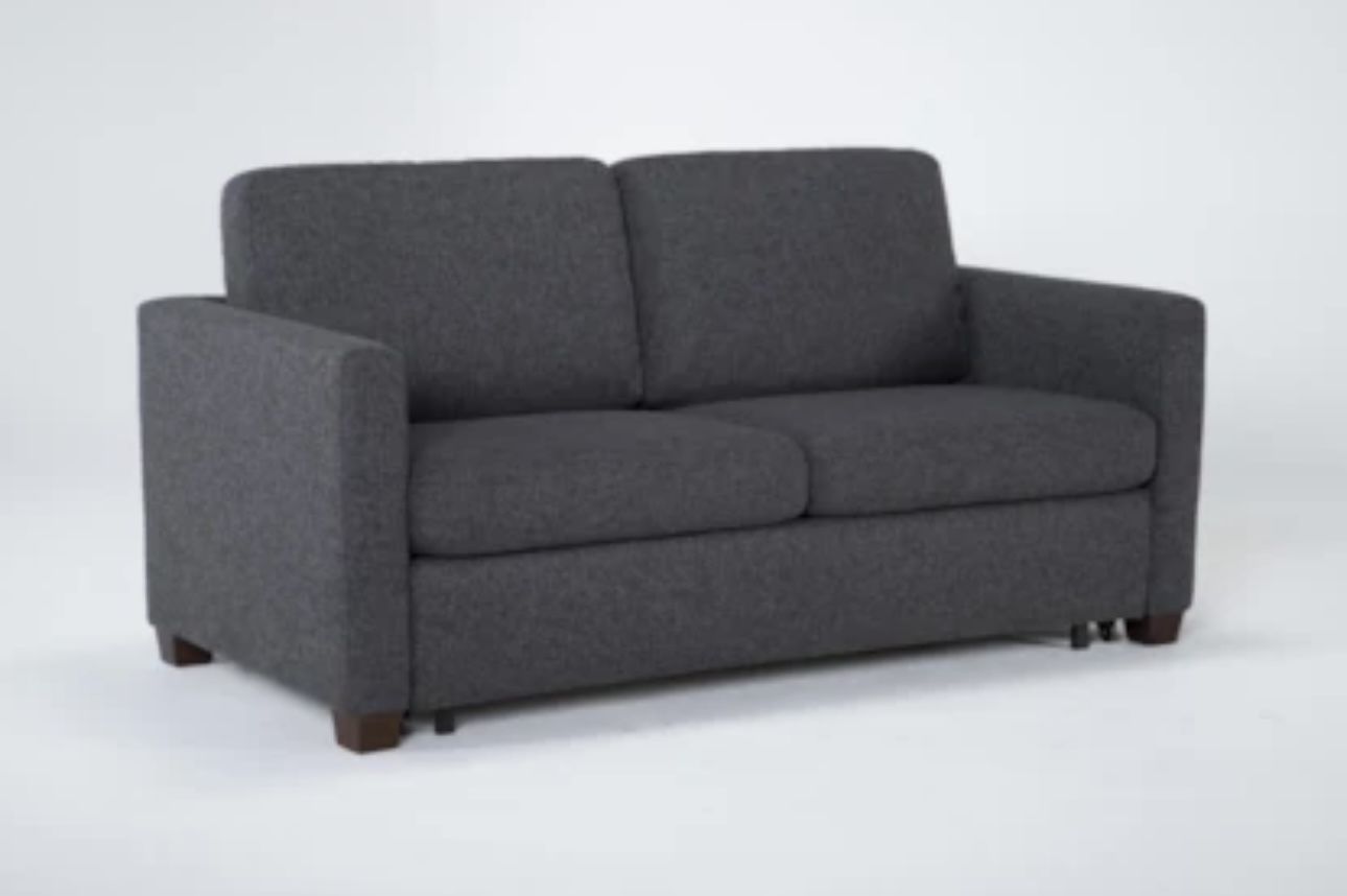Cliff Grey Fabric 72" Queen Convertible Futon Foam Sleeper Sofa Bed | Track Arms