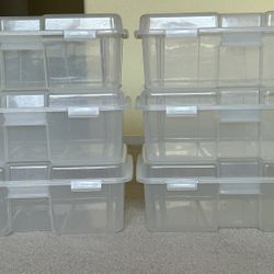 6 Total Rubbermaid Clear Hinge Flip Top Stackable Storage Tote Bin Containers #2283