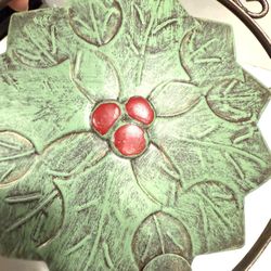3 Tier Metal Poinsettia Folding Server With Handle Holiday Decor