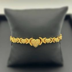 Jewelry 14k yellow gold XO heart bracelet 7.5” bracelet 7.5 mm wide