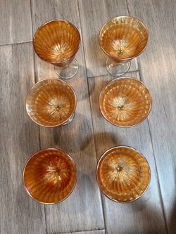 Marigold Carnival Glass Sherbet Cups Set of 6