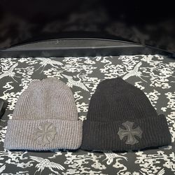 Black and grey Chrome Hearts Beanies
