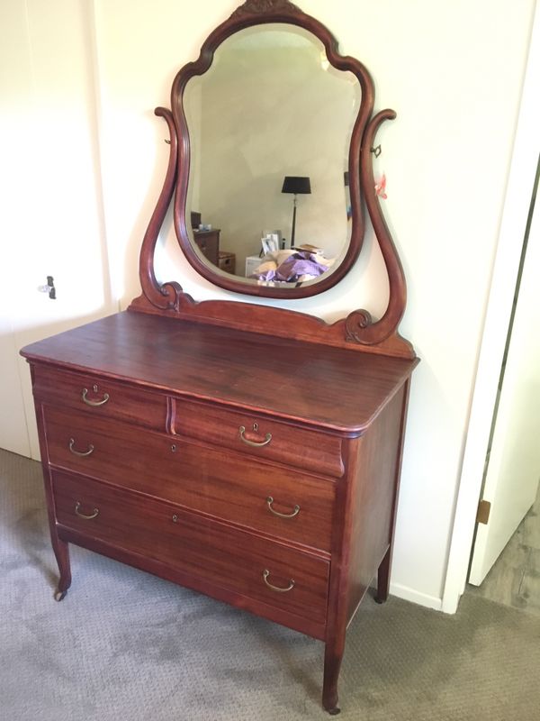 Cherrywood Antique Dresser with Attached Mirror for Sale in Pasadena, CA OfferUp