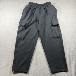 Pro Club Sweatpants Men's M Gray Fleece Heavyweight Cargo Pockets Y2K #1036