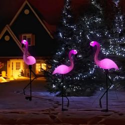 3pcs Solar Flamingo Lights, Outdoor Waterproof, Solar Garden Lights