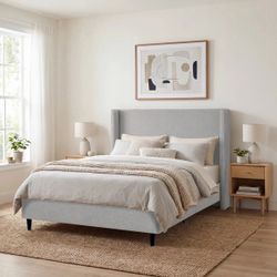 *BRAND NEW* Queen Wingback Upholstered Platform Bed Frame